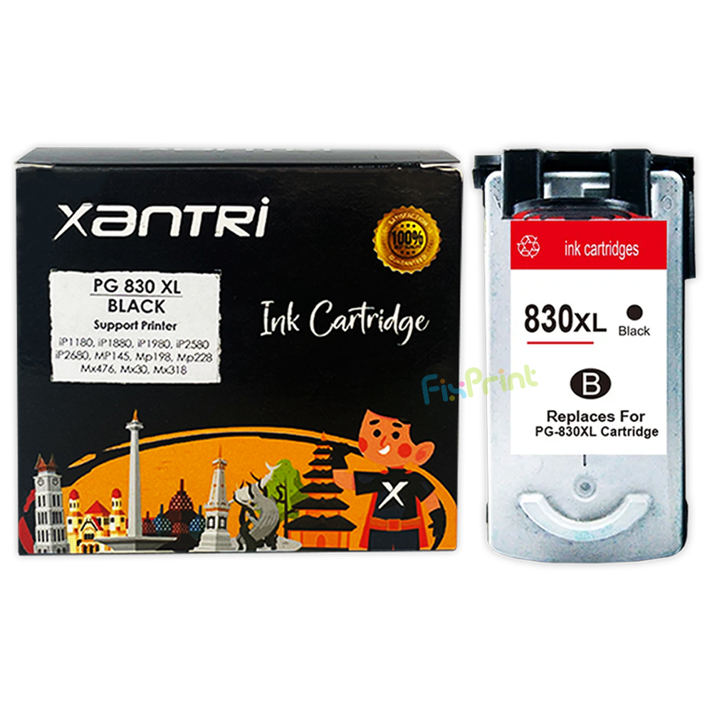 Cartridge Xantri Can PG830XL Black Chip, Cartridge Printer Can IP1180 IP1880 IP1980 IP2580 IP2680 MP145 MP198 MP228 MX476 MX30 MX318
