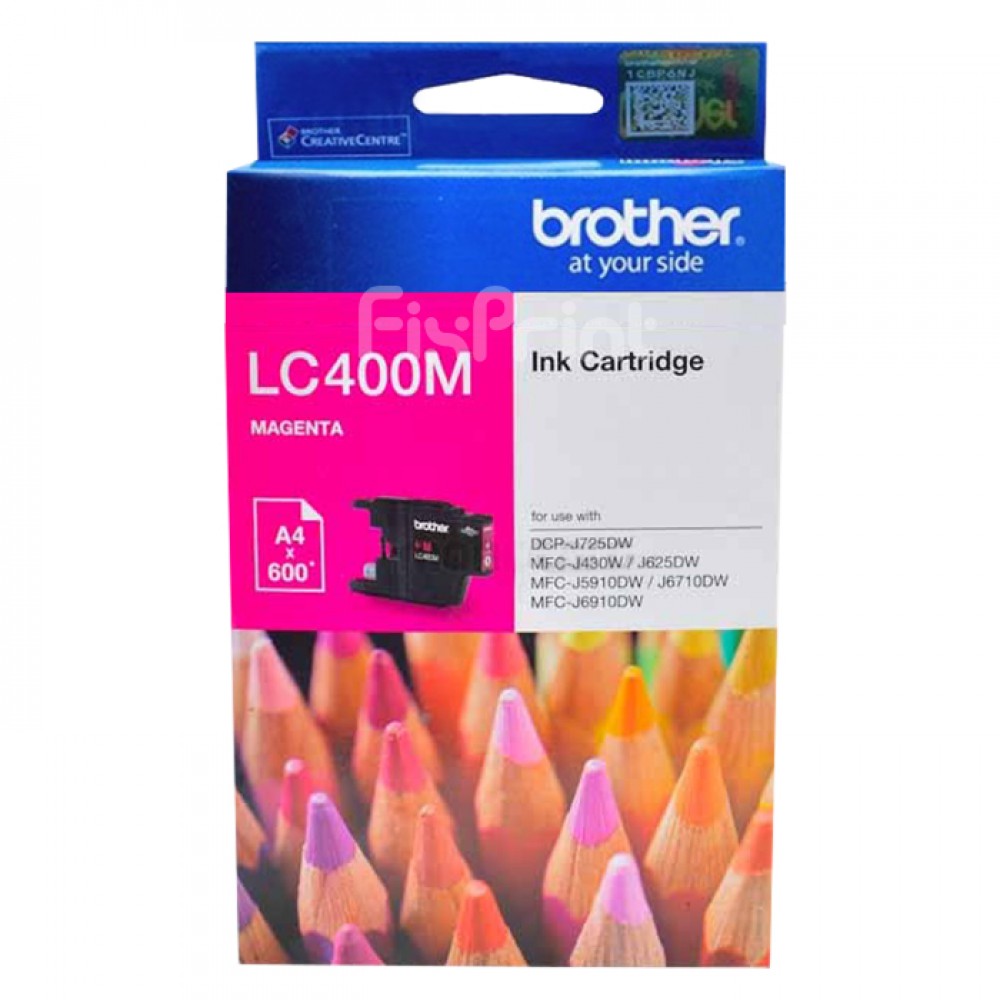 Cartridge Tinta Brother LC400 LC400M LC-400 Magenta New Original, Printer DCP-J725DW MFC-J430W J625W J5910DW J6710DW J6910DW