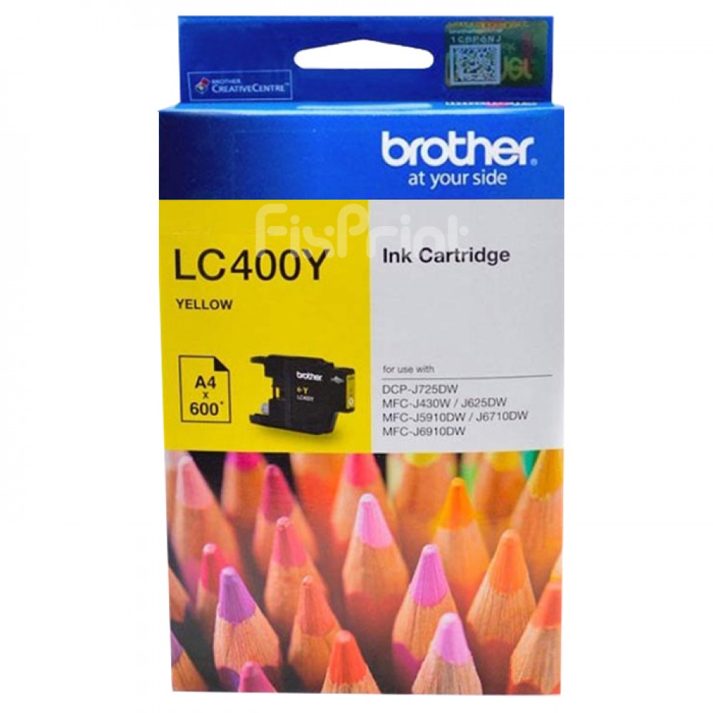 Cartridge Tinta Brother LC400 LC400Y LC-400 Yellow Original, Printer DCP-J725DW MFC-J430W J625W J5910DW J6710DW J6910DW