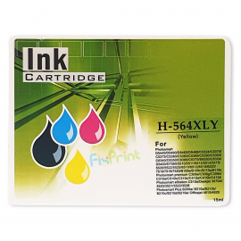 Cartridge Tinta Compatible HPC 564XL Yellow With Chip, Quality Refill H-564XLY 564 Printer HPC Photosmart D5445 D5460 C5324 C5390 D7560 Premium C309 C310 Station C510a Plus B209a B210 Officejet 4610