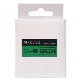 Label Tape Casette Xantri Bro MK731 12mm Black On Green MK 731 12mm x 8mm, Printer Bro PTouch PT90 PTM95