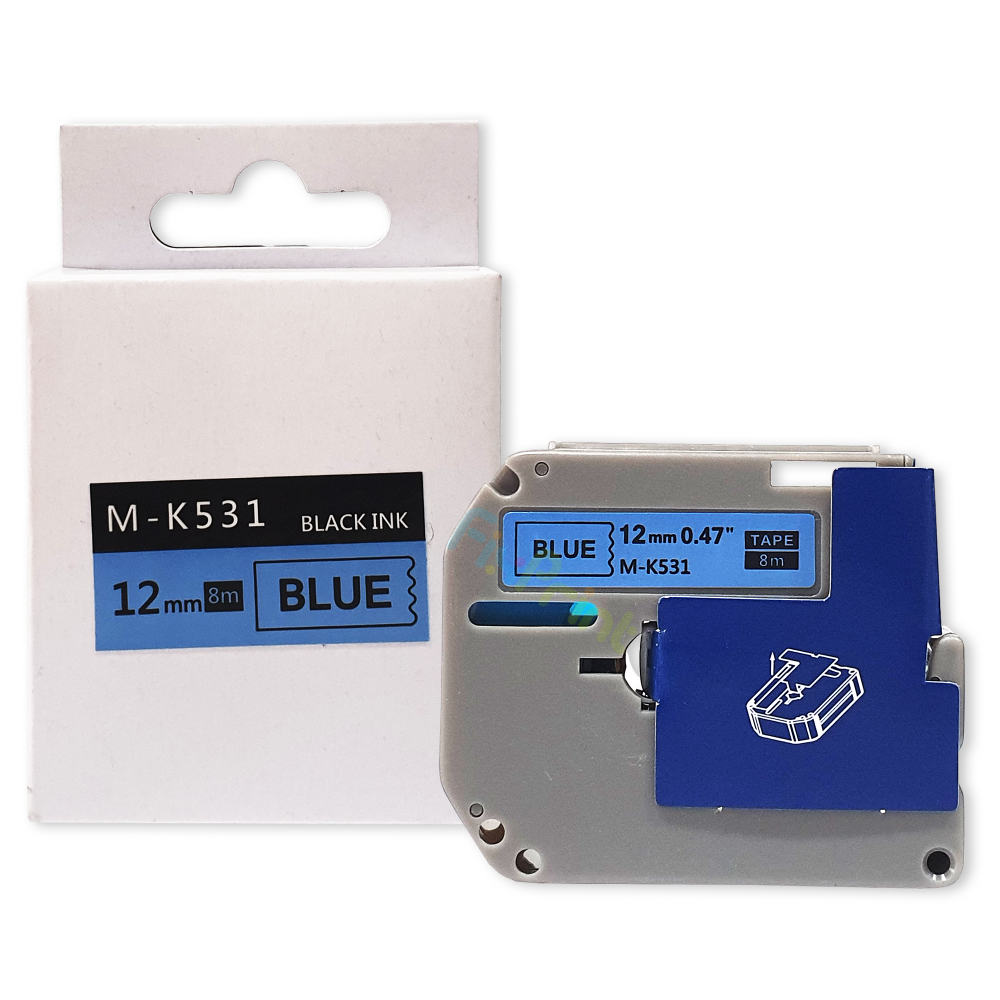 Compatible Label Tape M-K531 12mm Black On Blue Casette MK 231 12mm x 8mm Printer Bro P-Touch PT-90 PT-M95
