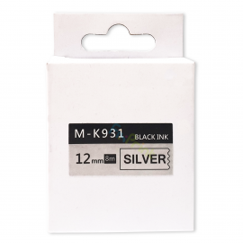 Label Tape Casette Compatible Bro M-K931 12mm Black On Silver MK 931 12mm x 8mm, Printer Bro P-Touch PT-90 PT-M95