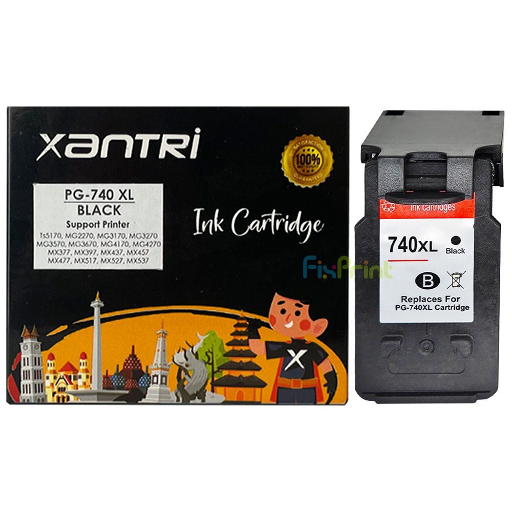 Cartridge Xantri Can PG740XL Black Chip, Cartridge Printer Can TS5170 MG2170 MG2270 MG3170 MG3270 MG3570 MG3670 MG4170 MG4270 MX377 MX397 MX437 MX457 MX477 MX517 MX527 MX537