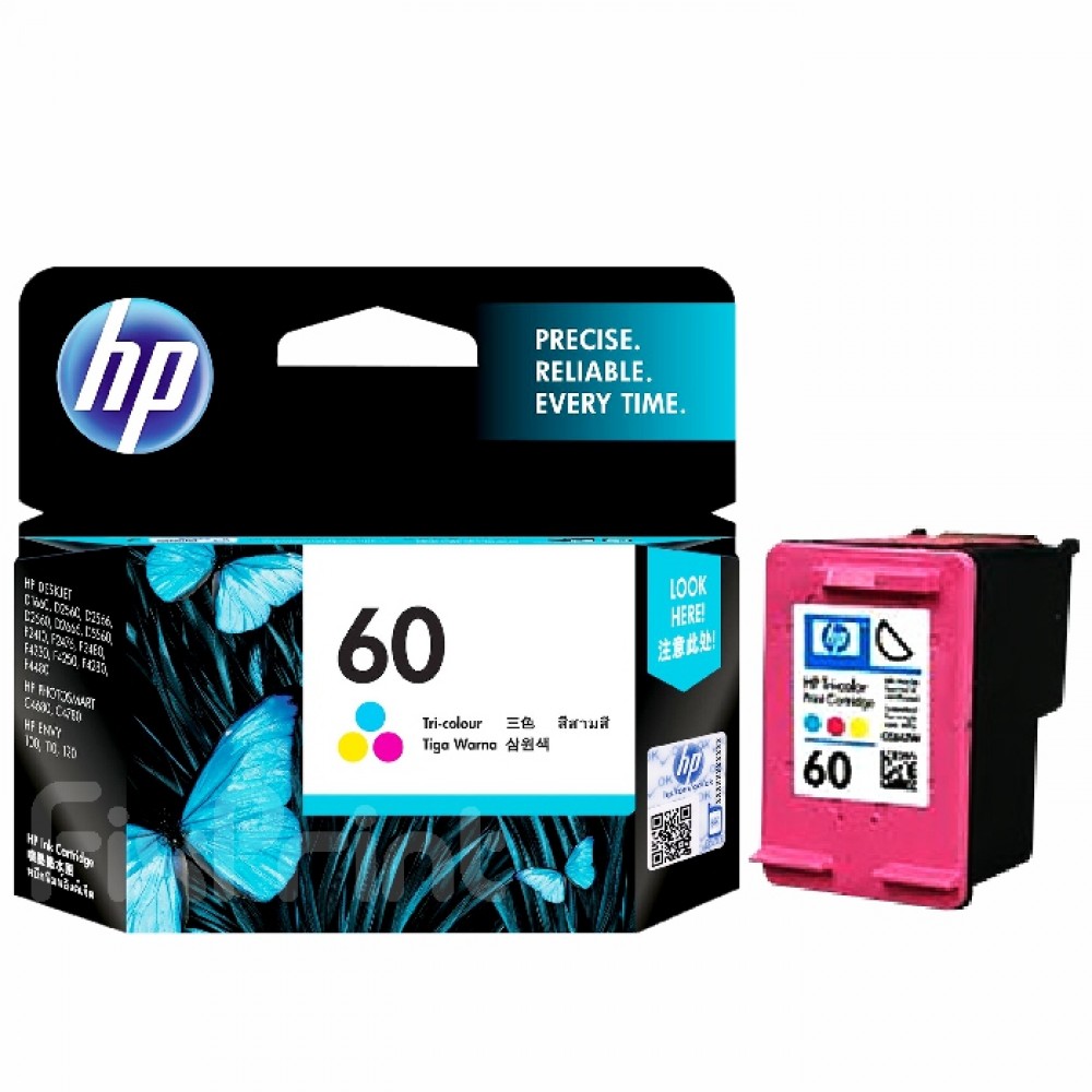 Cartridge HP 60 Color CC643WA, Tinta Printer HP Deskjet D1660 D2560 D2566 D2660 D2666 D5560 F2410 F2476 F2480 F4230 F4250 F4280 - HP Photosmart C4680 C4780 New Original