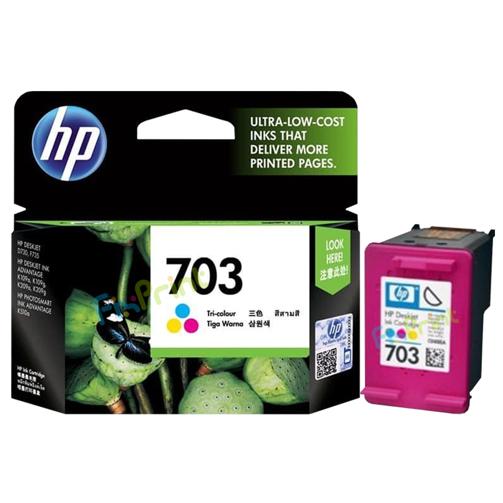 Cartridge Original HP 703 Color CD888AA, Tinta Printer HP Deskjet D730 F735 K109 K109g K209a K209g AiO - HP Photosmart K510a