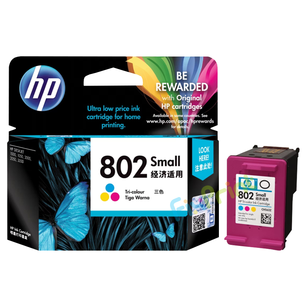 Cartridge Original HP 802 Color CH562ZZ, Tinta Printer HP Deskjet 1000 1010 1011 1050 1510 1511 2000 2050 3000 3050 All-in-One