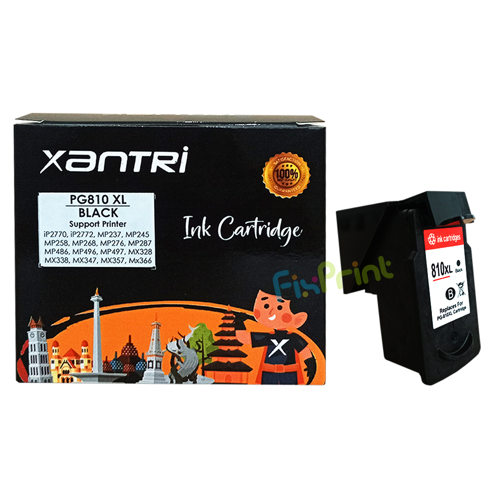 Cartridge Xantri Can PG810XL Black Chip, Cartridge Printer Can iP2770 iP2772 MP237 MP245 MP258 MP268 MP276 MP287 MP486 MP496 MP497 MX328 MX338 MX347 MX357 MX366 MX416 MX426 