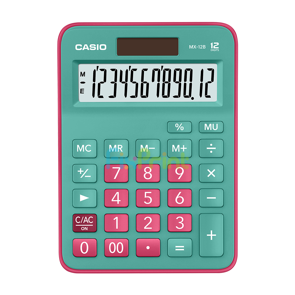 Kalkulator Casio MX-12B-GNRD 12 Digit, Calculator Desktop 12 Digits MX 12B Green Red Original
