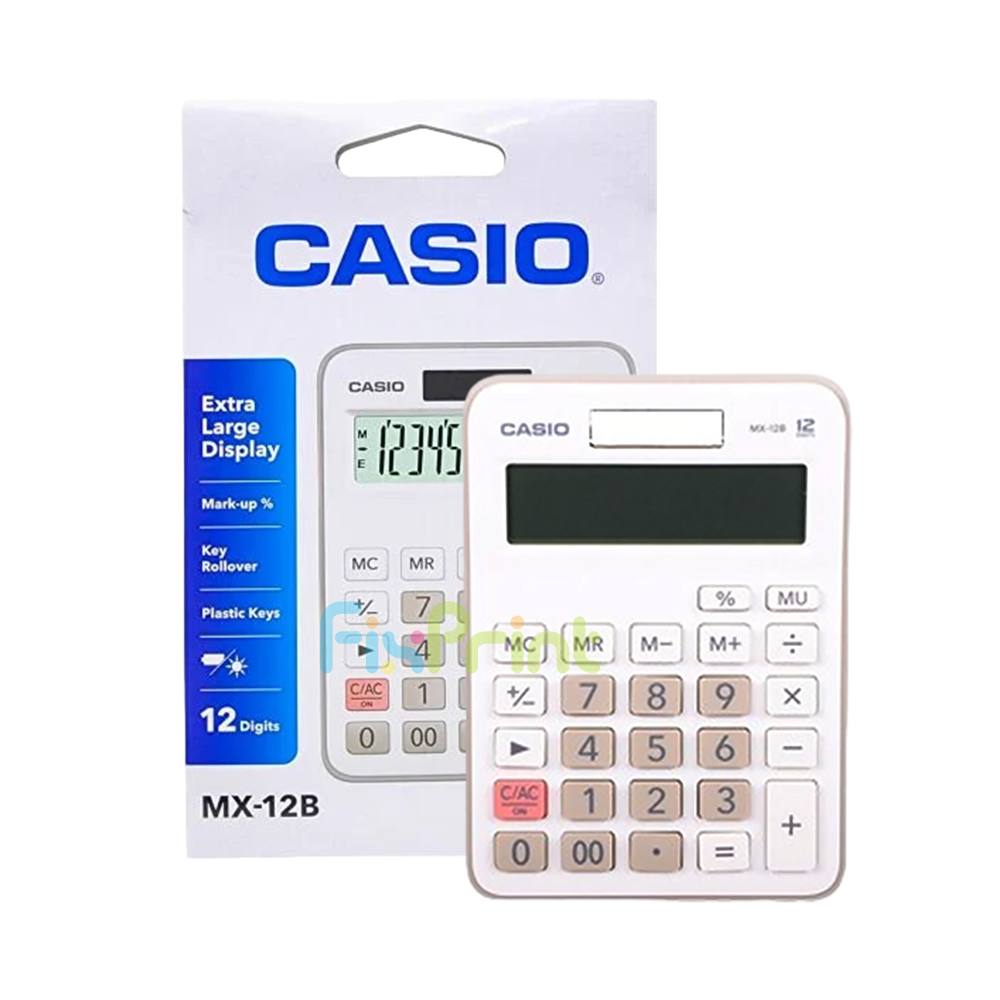 Kalkulator Casio MX-12B-WE 12 Digit, Calculator Desktop 12 Digits MX 12B White Original