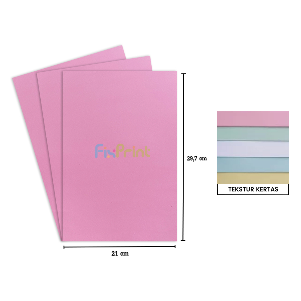 Kertas Brief Card A4 160gr isi 50Lmbr Merah Muda, Kertas Manila BC (Brief Card) A4 210mm x 297mm For Inkjet Laserjet isi 50Lmbr Paper Brief Pink