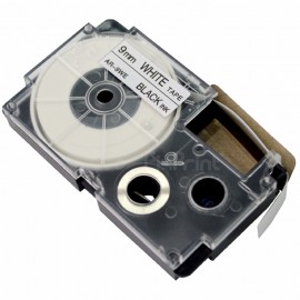 Label Tape Casette Compatible Csio XR-9WE1 XR-9 Black on White 9mm, Printer Csio KL-60 KL-120 KL-130 KL-820 KL-7400 KL-HD1 KL-G2