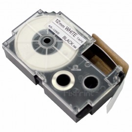 Label Tape Casette Compatible Csio XR-12WE1 XR-12 Black on White 12mm, Printer Csio KL-60 KL-120 KL-820 KL-7400