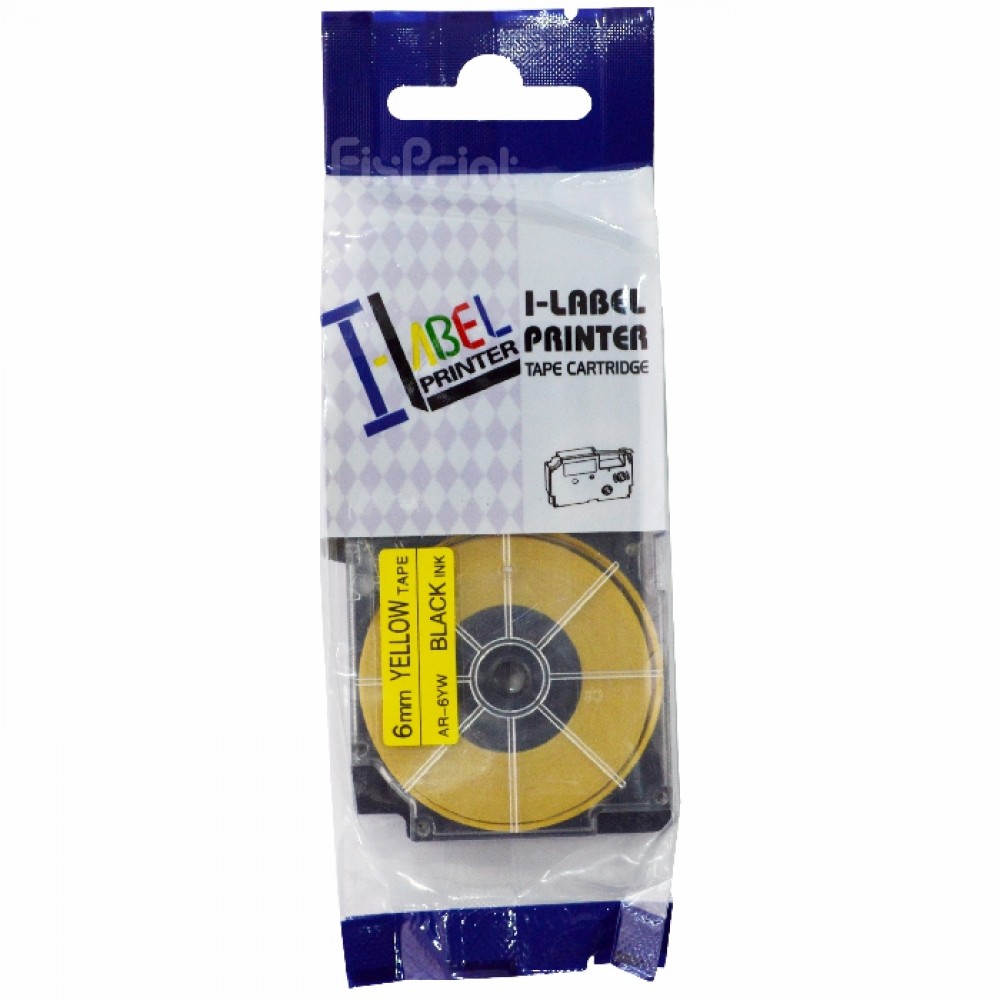 Compatible Label Tape Casette XR-6YW1 XR-6 Black on Yellow 6mm, Printer C*sio KL-60 KL-120 KL-820 KL-7400