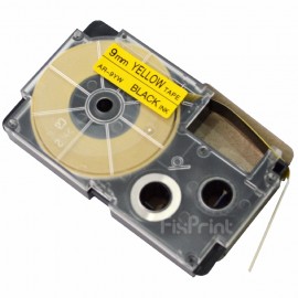 Label Tape Casette Compatible Csio XR-9YW1 XR-9 Black on Yellow 9mm, Printer Csio KL-60 KL-120 KL-130 KL-820 KL-7400 KL-HD1 KL-G2