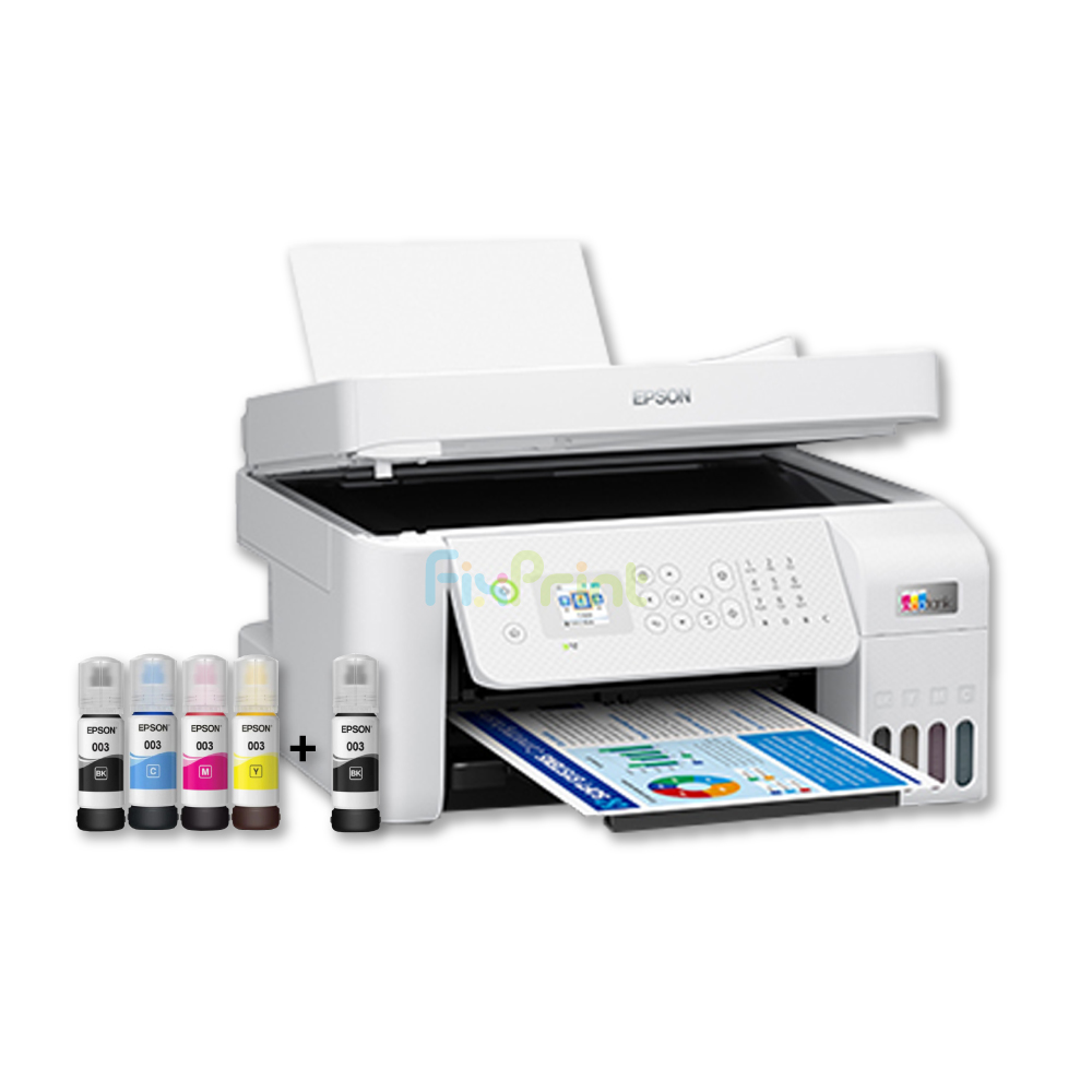 BUNDLING Printer Epson EcoTank L5296 White A4 WiFi All-in-One Ink Tank L-5296 Print Scan Copy with ADF With Original Ink