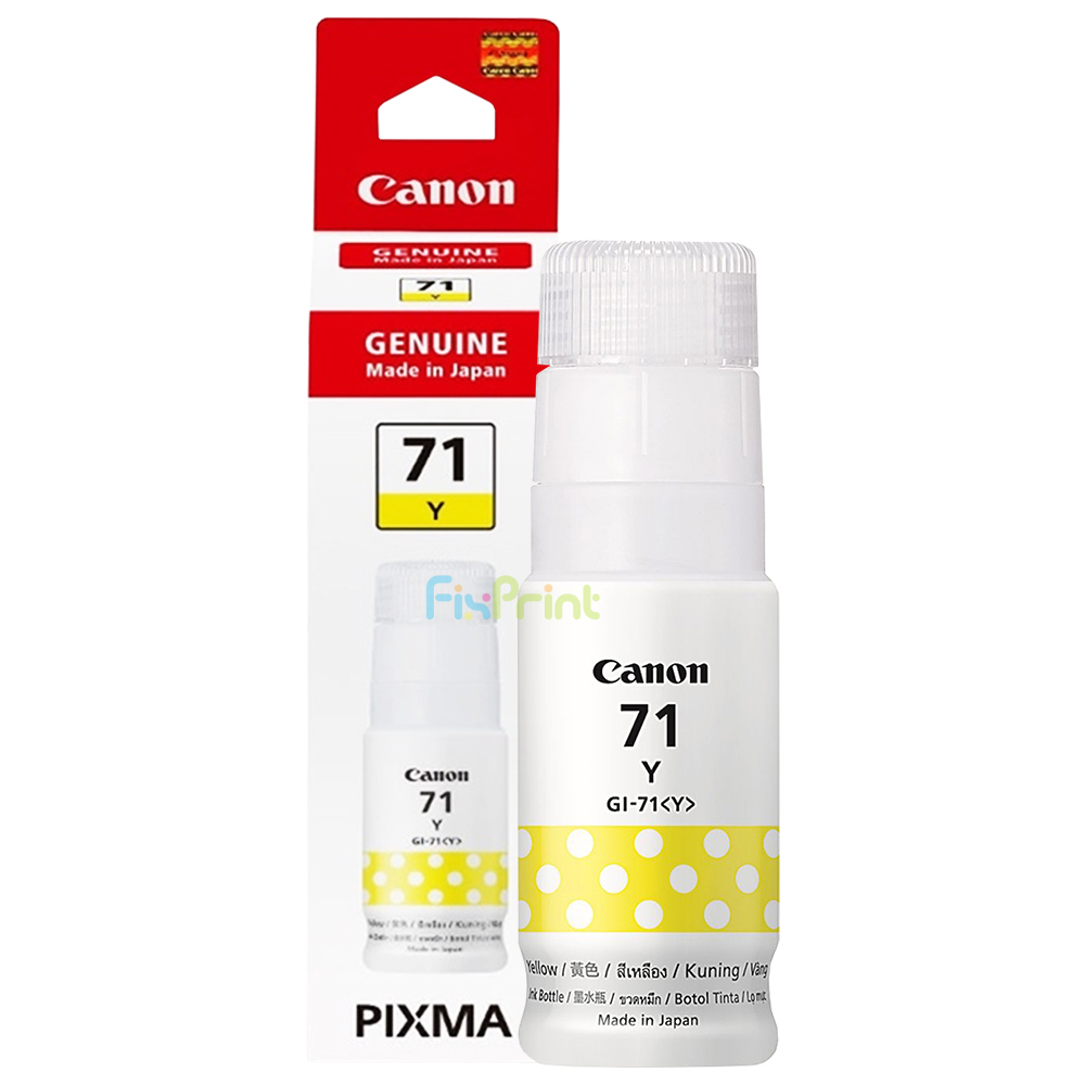 Tinta Canon Original GI-71 GI71Y GI 71 Dye Base Yellow 70ml, Refill Printer PIXMA G1020 G2020 G3020 G3060 G2770 G3770 G4770 G1737