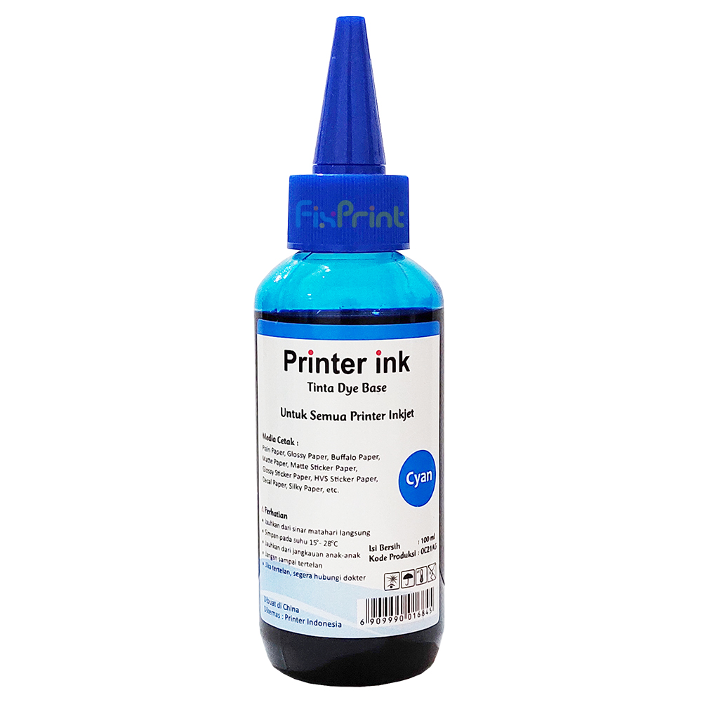 Tinta Refill Printer Ink Cyan 100ml Can EP Bro HPC Tinta Dye Base Tutup Model Kerucut