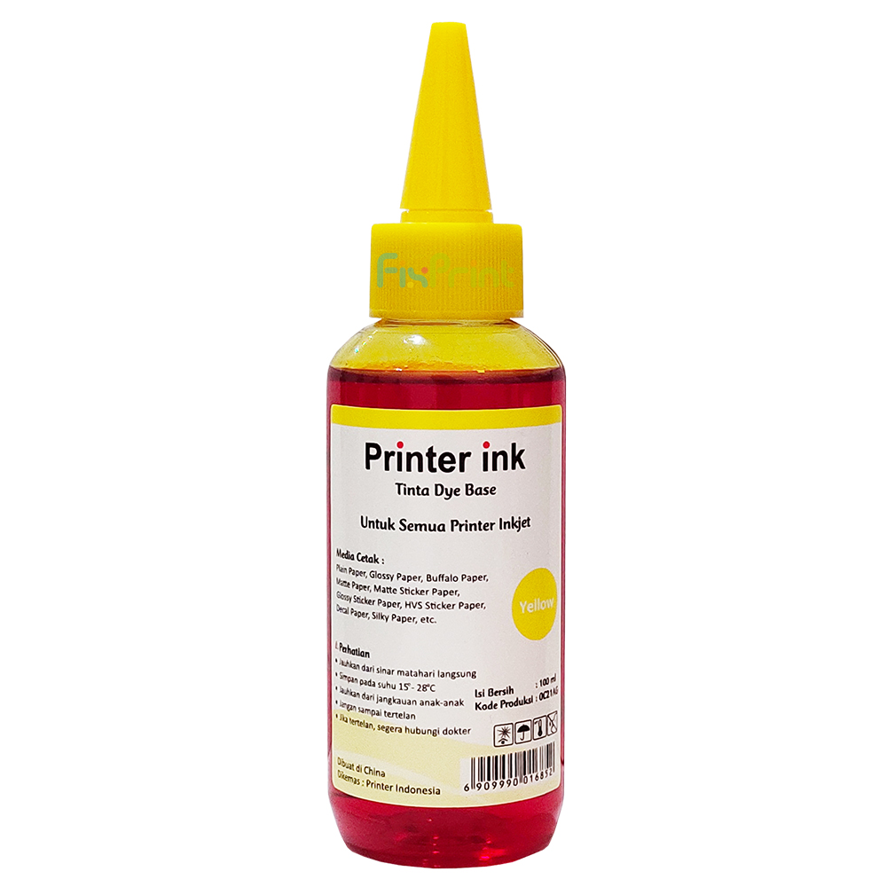 Tinta Refill Printer Ink Yellow 100ml Can Epsn Bro HPC Tinta Dye Base Tutup Model Kerucut