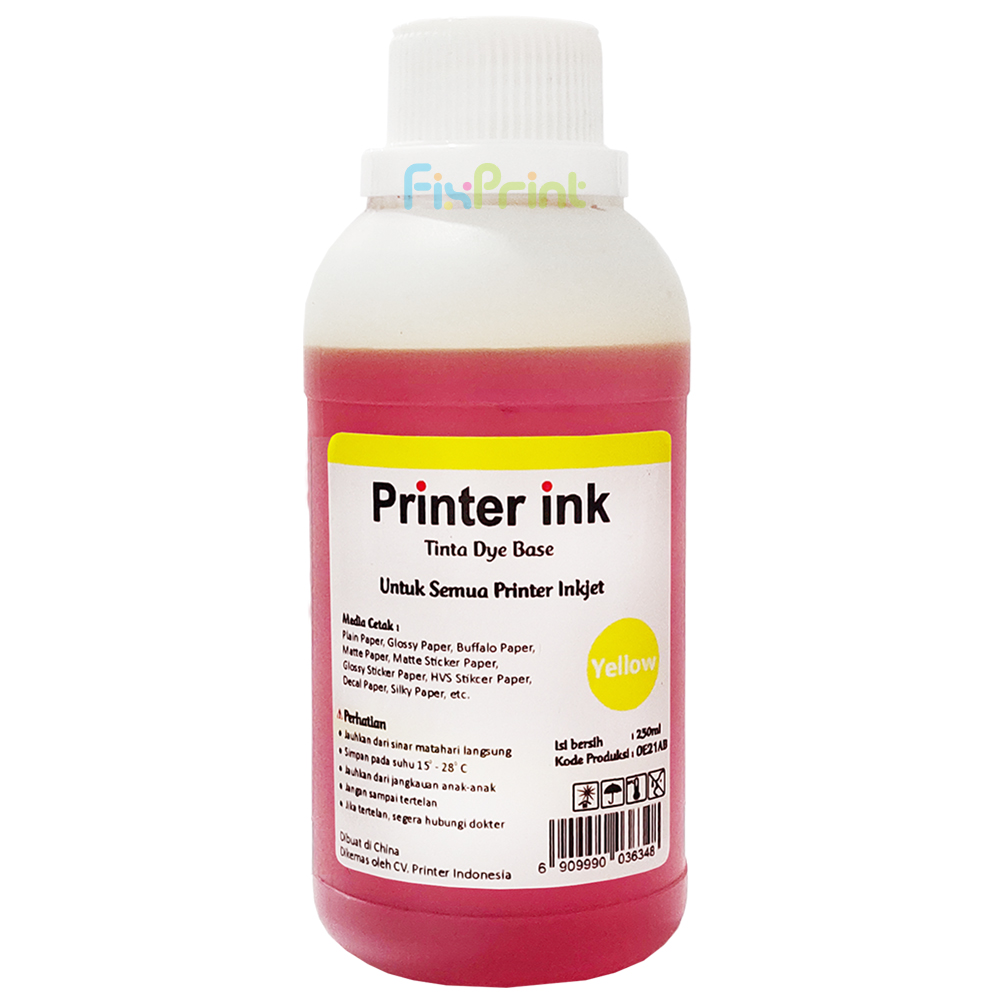 Tinta Refill Printer Ink 250ml Yellow, Tinta Botol Dye Base Printer Can Epsn Brothr