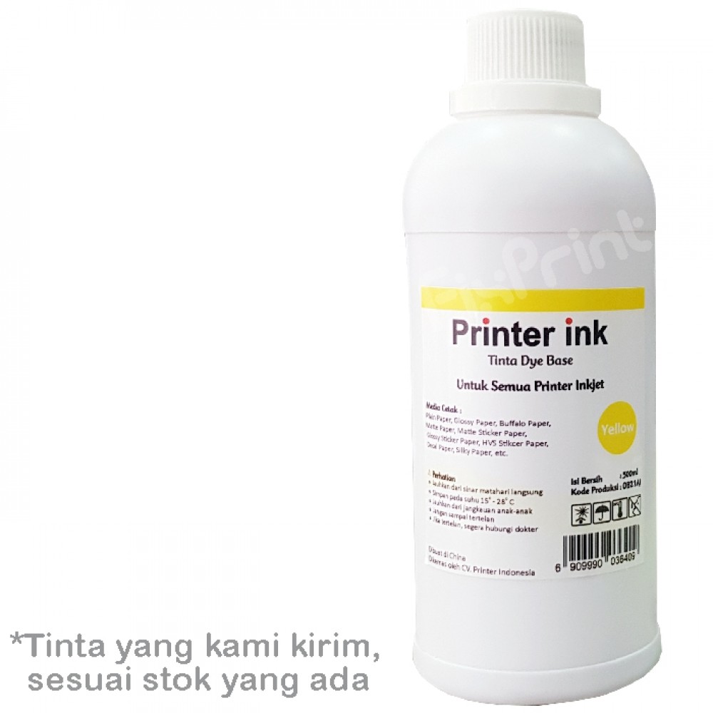 Tinta Refill Printer Ink 500ml Yellow, Tinta Dye Base Printer Can EP Brothr