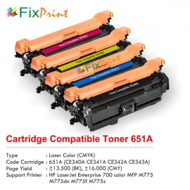 Cartridge Toner Compatible HPC CE343A 651A Magenta, Printer HPC LaserJet Enterprise 700 color MFP M775 M775dn M775f M775z