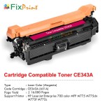 Cartridge Toner Compatible HPC CE343A 651A Magenta, Printer HPC LaserJet Enterprise 700 color MFP M775 M775dn M775f M775z