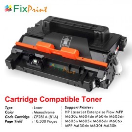 Cartridge Toner Compatible HP CF281A 81A, Printer HP LaserJet Enterprise Flow MFP M630z M604dn M604n M605dn M605n M605x M606dn M606x MFP M630dn M630f M630h