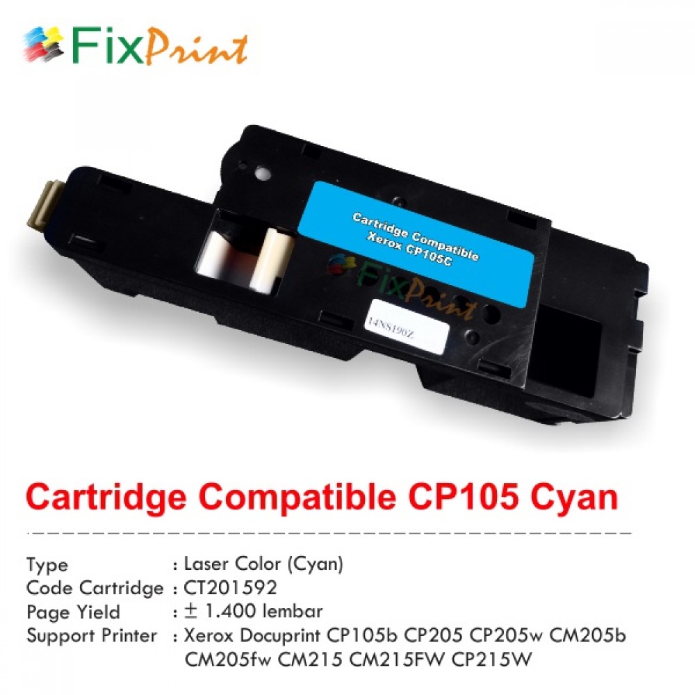 Cartridge Toner Compatible Printer Xe CP105 CP215W CM215 CM215FW CP205 CM205 Cyan [CT201592], Color Printer