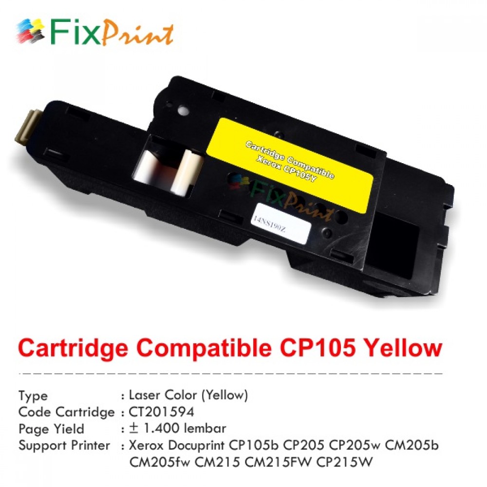 Cartridge Toner Compatible Printer Xe CP105 CP215W CM215 CM215FW CP205 CM205 Yellow [CT201594], Color Printer