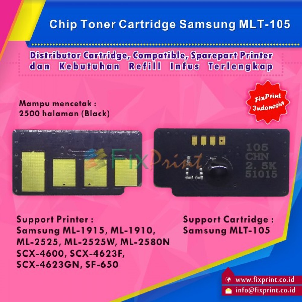 Chip Toner Cartridge Sam MLT105 MLT-105, Chip Reset Sam ML-1915 ML1910 ML2525 ML2525W ML2580N SCX-4600 SCX-4623F SCX-4623GN SF-650