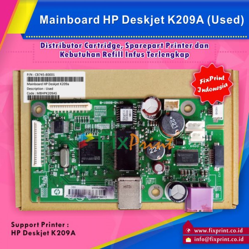 Board Printer HP Deskjet K209A K209a Used, Mainboard HP K209a Used, Motherboard K209A