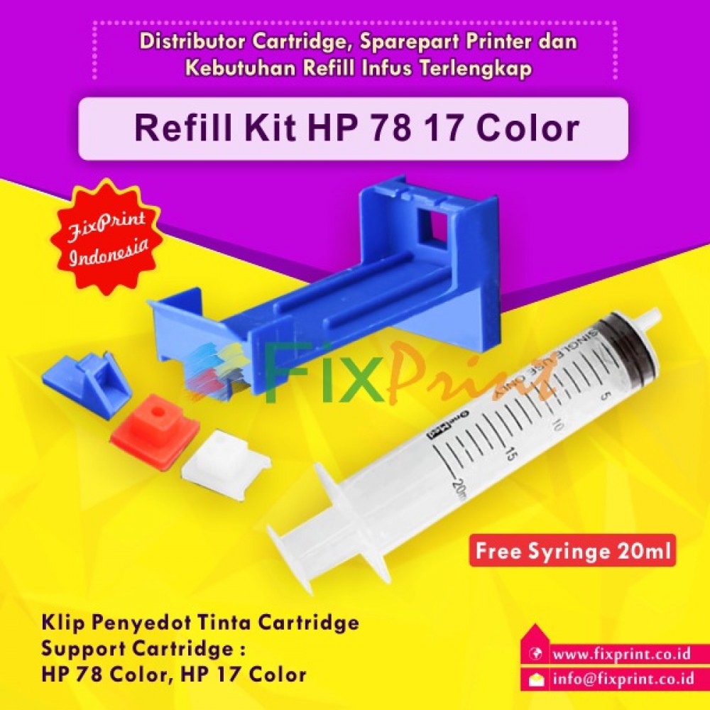 Refill Kit / Klip Penyedot Tinta Cartridge HPC 78 H17