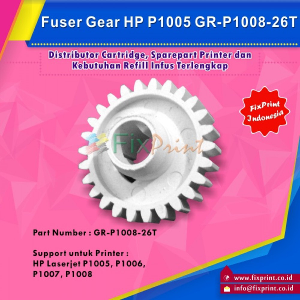 Fuser Pressure Gear HPC P1005 P1006 P1007 P1008 GR-P1008-26T Fuser Gear