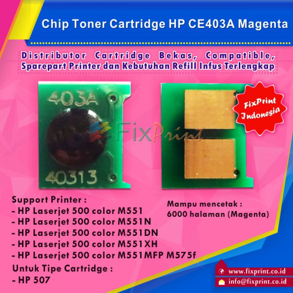 Chip Toner Cartidge HPC CE403A 507 Magenta, Universal Chip U10 Printer HPC Laserjet 500 Color M551 M551N M551DN M551XH MFP M575f