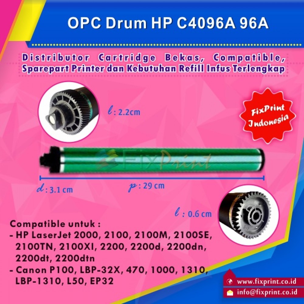 OPC Drum Toner Cartridge HPC 96A C4096A Can L-50 FX-7, Printer HPC Laserjet 2000 2100 2200